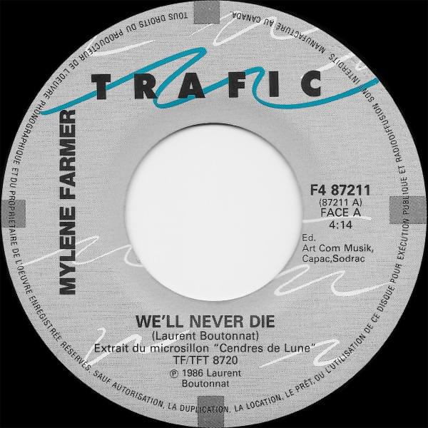 Album cover art for "We’ll Never Die" by Mylène Farmer