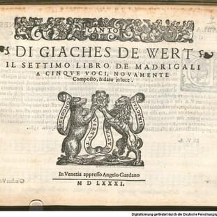Album cover art for "Vaghi boschetti di soavi allori" by Giaches de Wert
