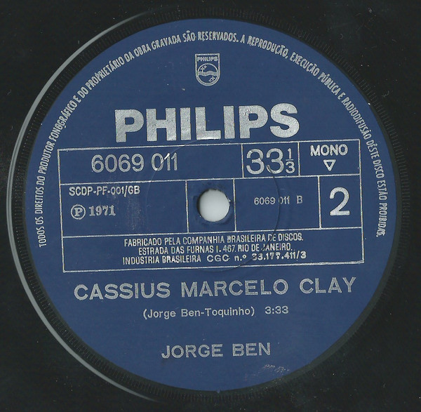 Album cover art for "Cassius Marcellus Clay" by Jorge Ben Jor