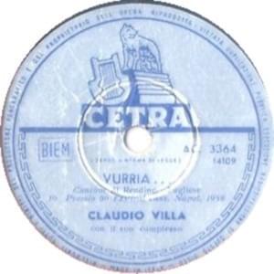 Album cover art for "Vurria" by Claudio Villa