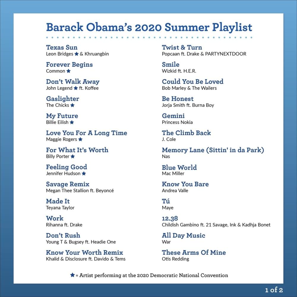 Cover image for Barack Obama’s Summer 2020 Playlist