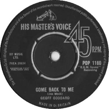 Come Back to Me by Geoffrey Goddard