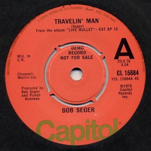 Album cover art for "Travelin’ Man (Live)" by Bob Seger