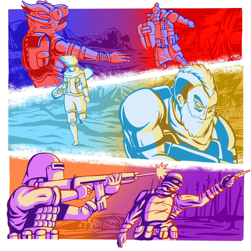 Album cover art for "Battle Royale Rap Battle Royale" by JT Music & GameboyJones & Rockit Music & Neebs Gaming & FabvL & NerdOut