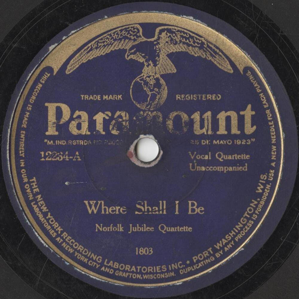 Album cover art for "Where Shall I Be" by Norfolk Jazz & Jubilee Quartette