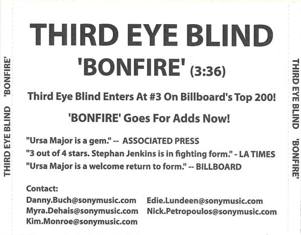 Album cover art for "Bonfire" by Third Eye Blind