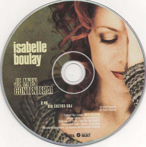 Album cover art for "Je m’en contenterai" by Isabelle Boulay