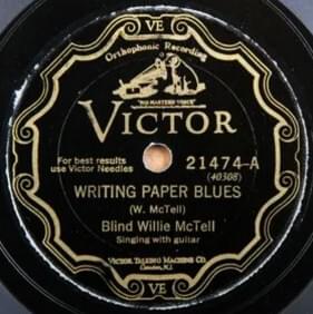 Album cover art for "Writing Paper Blues" by Blind Willie McTell