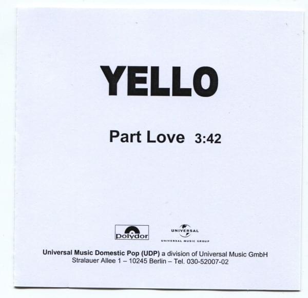 Album cover art for "Part Love" by Yello & Heidi Happy
