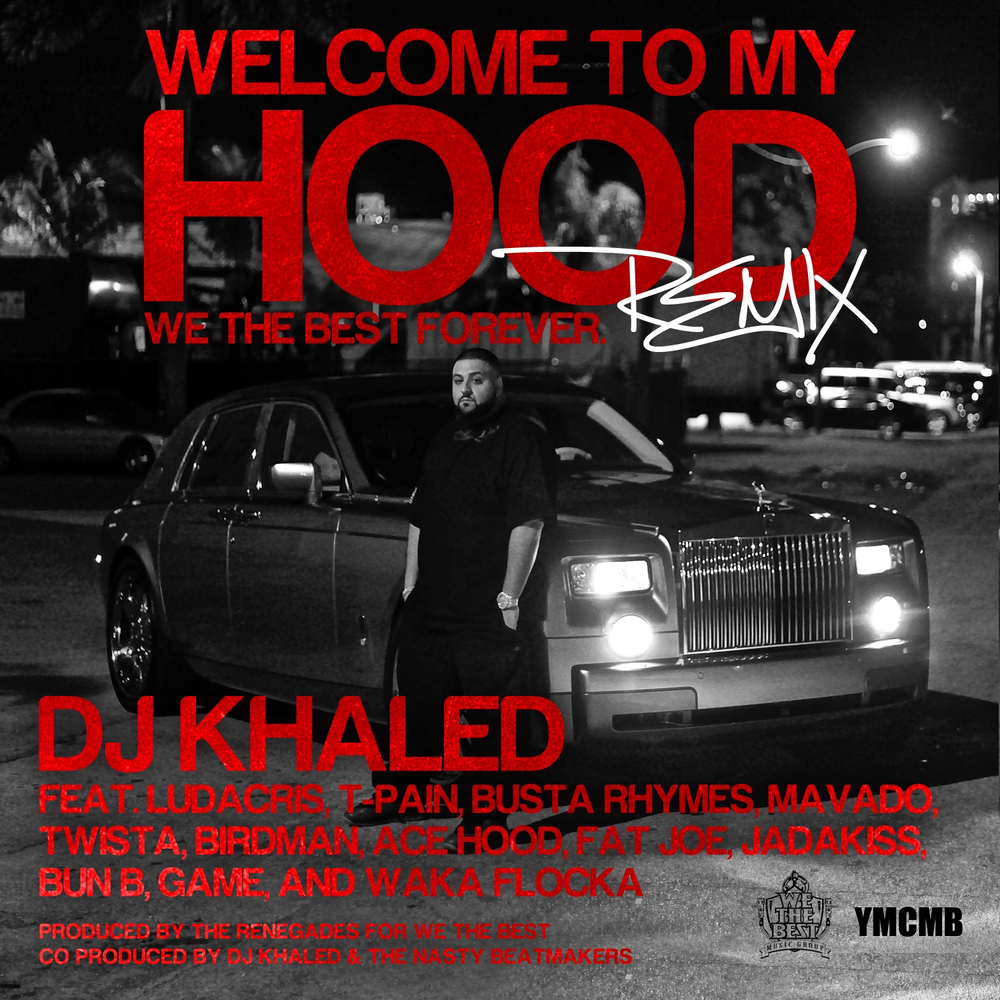 Album cover art for "Welcome to My Hood (Remix)" by DJ Khaled & Ludacris & T-Pain & Busta Rhymes & Mavado & Twista & Birdman & Ace Hood & Fat Joe & Jadakiss & Bun B & The Game & Waka Flocka Flame