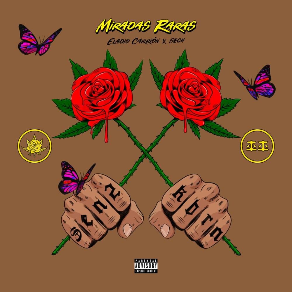 Album cover art for "Miradas Raras" by Eladio Carrión