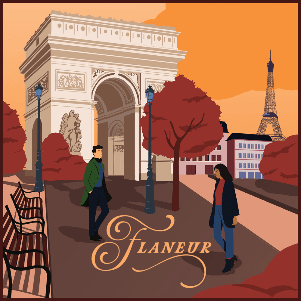 Album cover art for "Flaneur" by Murubutu & Ivana LCX
