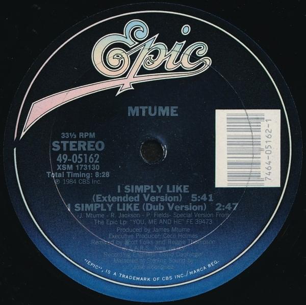 Album cover art for "I Simply Like (Dub Version)" by Mtume