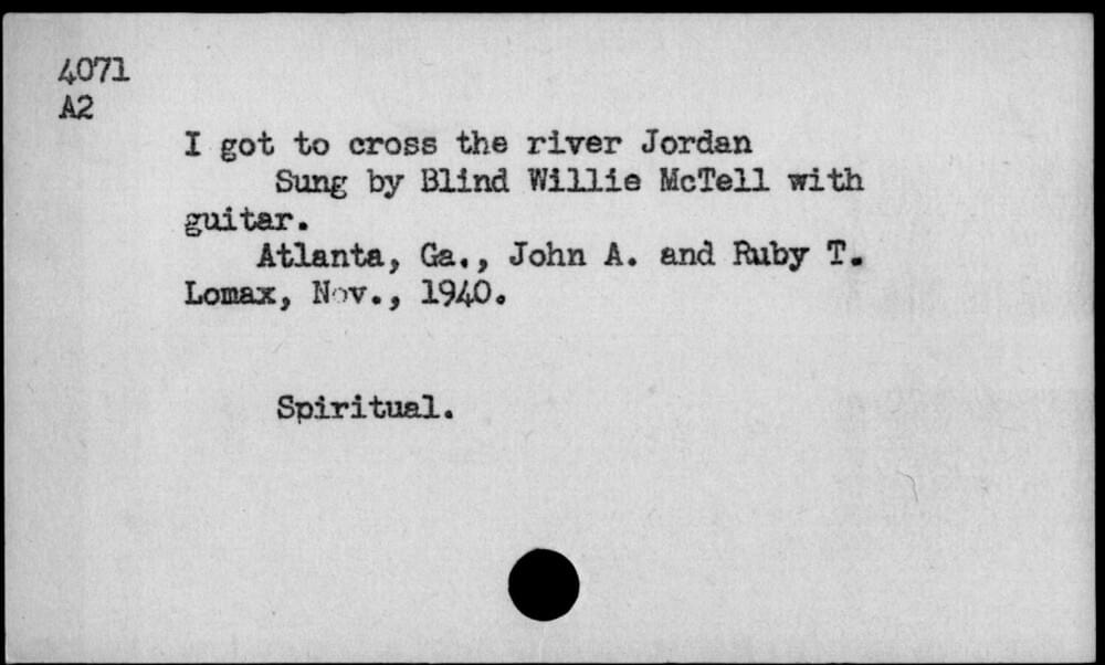 Album cover art for "I Got To Cross The River Jordan" by Blind Willie McTell