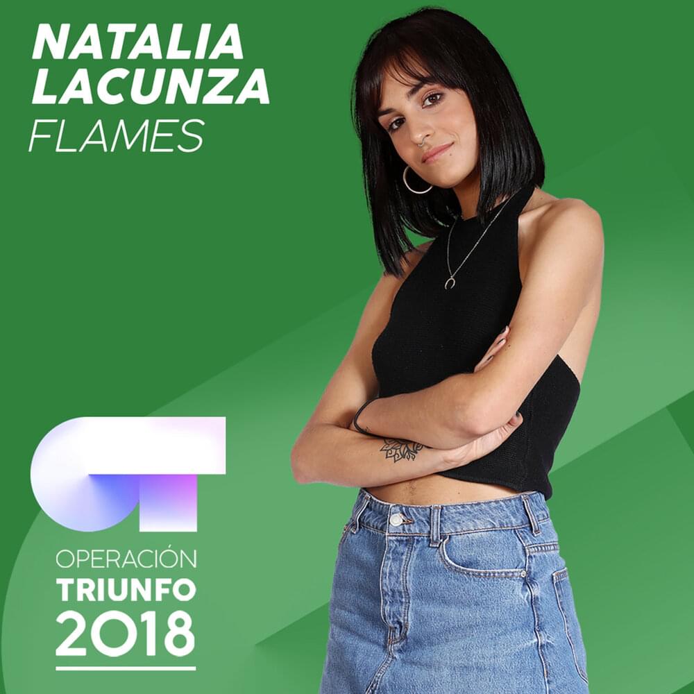 Album cover art for "Flames" by Operación Triunfo 2018 & Natalia Lacunza