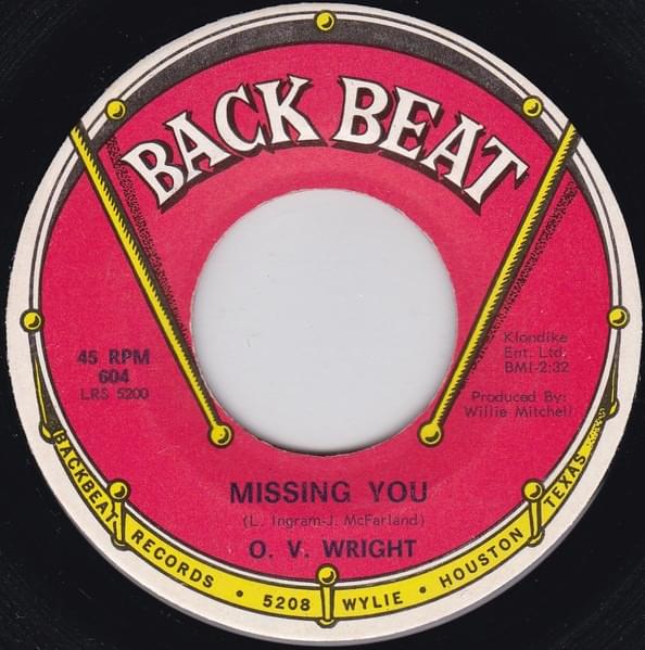 Album cover art for "Missing You" by O.V. Wright