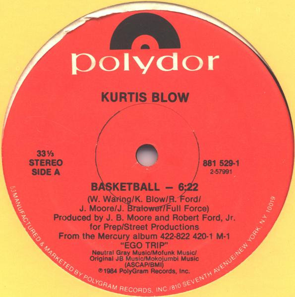 Album cover art for "Basketball" by Kurtis Blow