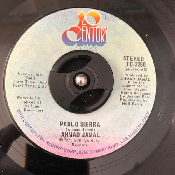 Album cover art for "Pablo Sierra" by Ahmad Jamal