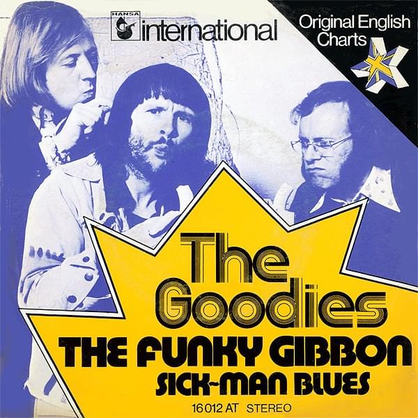Album cover art for "Funky Gibbon" by The Goodies