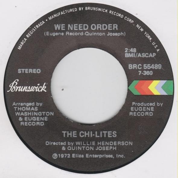 Album cover art for "We Need Order" by The Chi-Lites