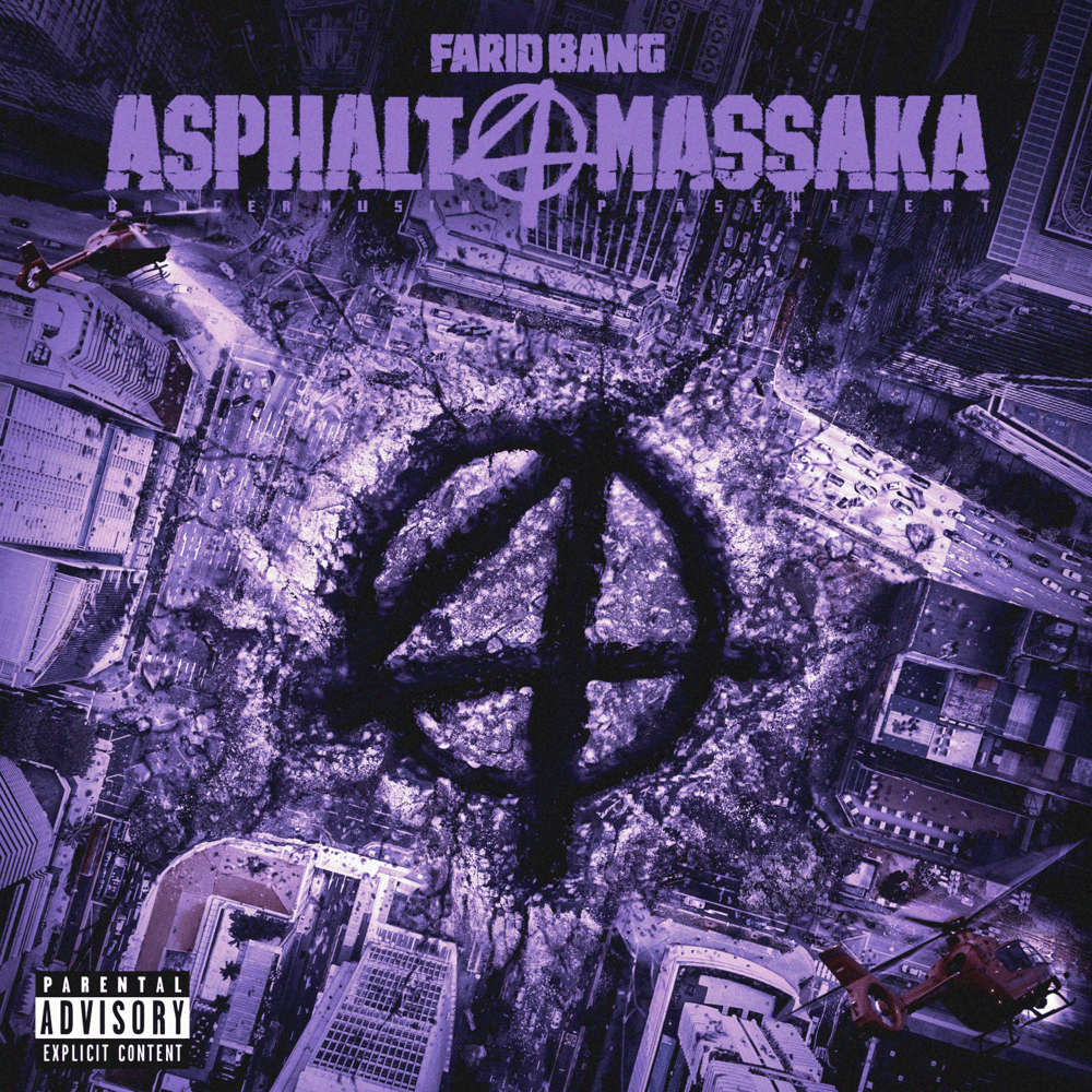 Album cover art for "Liste von Personen, die auf „ASPHALT MASSAKA 4“ gedisst werden" by Rap Genius Deutschland & Farid Bang