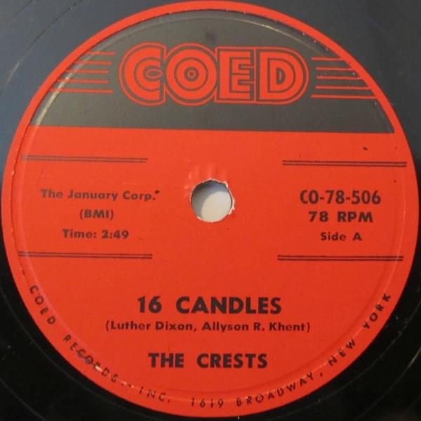 Album cover art for "16 Candles" by The Crests