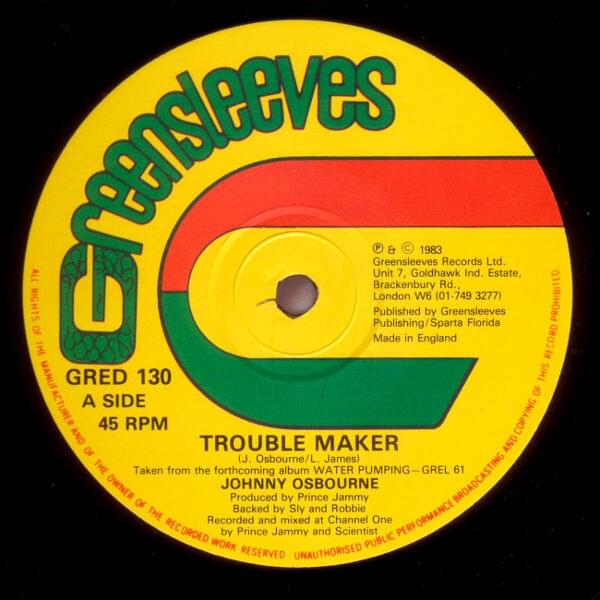 Album cover art for "Trouble Maker" by Johnny Osbourne