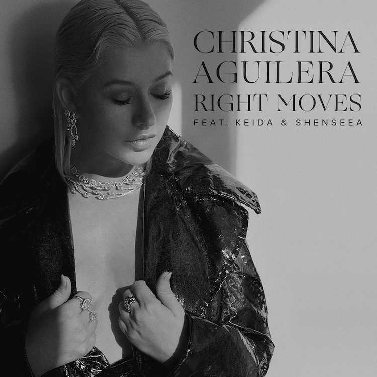 Album cover art for "Right Moves" by Christina Aguilera & Shenseea & Keida