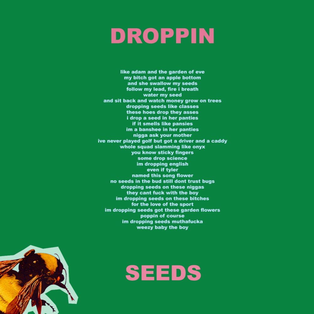 Album cover art for "Droppin’ Seeds" by Tyler, The Creator & Lil Wayne