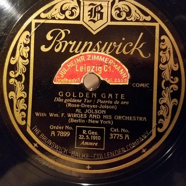 Album cover art for "Golden Gate" by Al Jolson