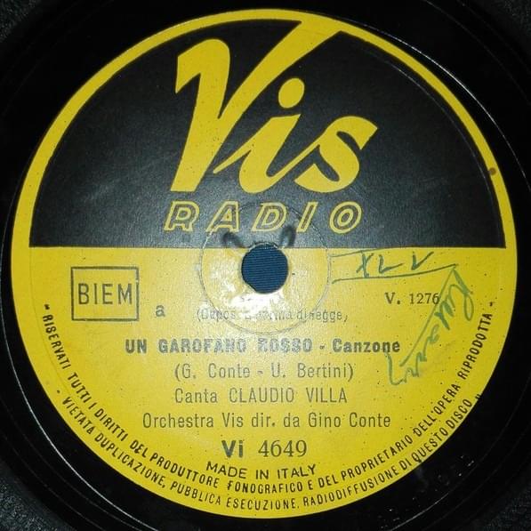 Cover image for Un garofano rosso / Bevo e canto