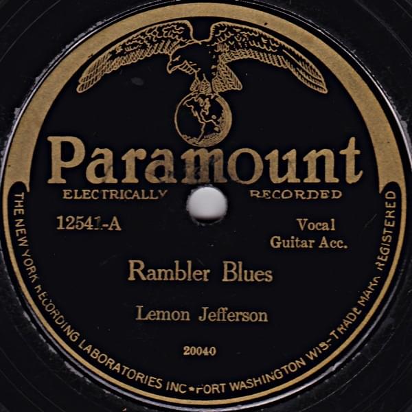 Album cover art for "Rambler Blues" by Blind Lemon Jefferson