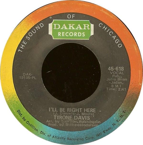 Album cover art for "I’ll Be Right Here" by Tyrone Davis