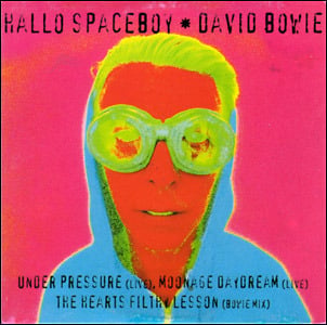 Album cover art for "Hallo Spaceboy (Pet Shop Boys Remix)" by David Bowie