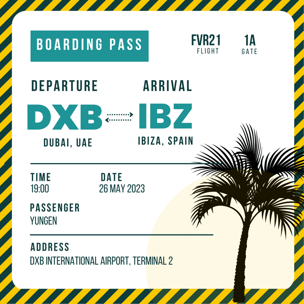 Album cover art for "Dubai To Ibiza" by Yungen