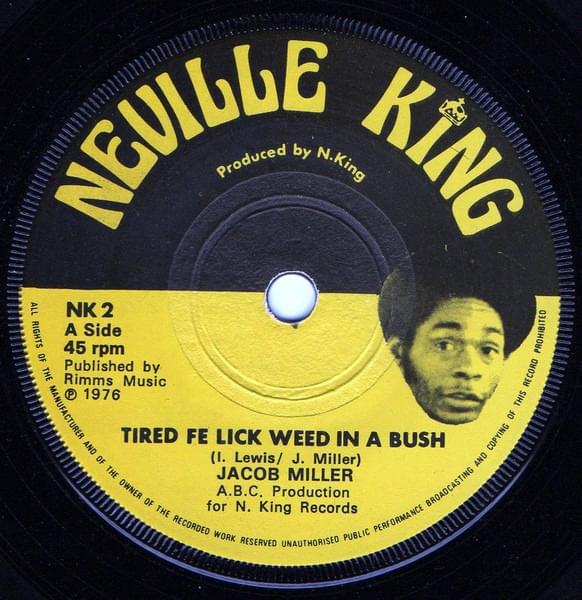 Album cover art for "Tired Fi Lick Weed" by Jacob Miller