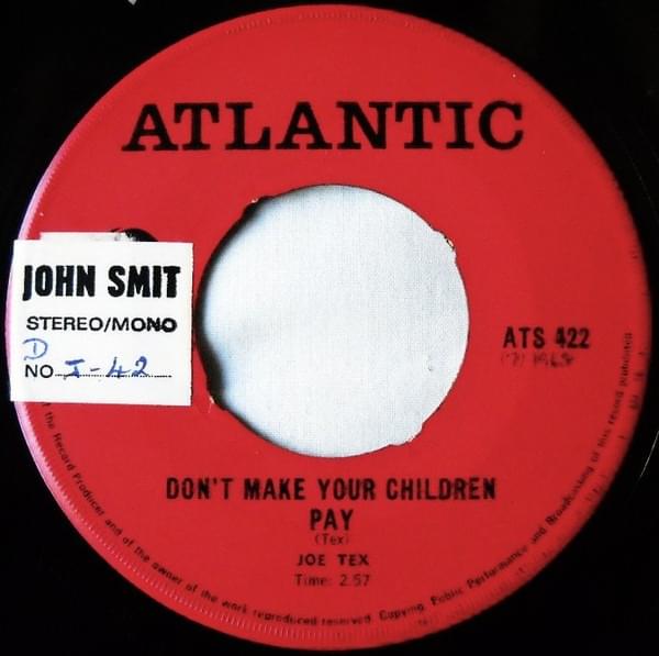 Album cover art for "Don’t Make Your Children Pay" by Joe Tex