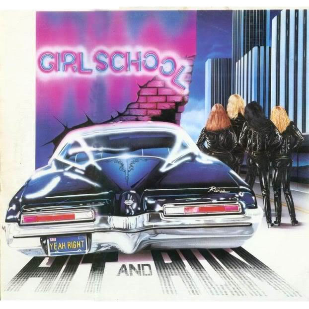 Album cover art for "Hit and Run" by Girlschool