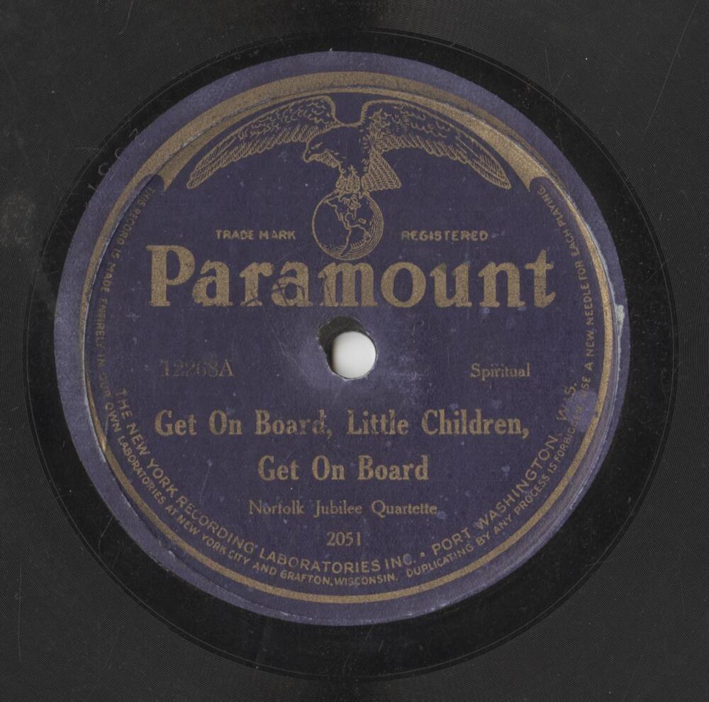 Album cover art for "Get On Board, Little Children, Get On Board" by Norfolk Jazz & Jubilee Quartette