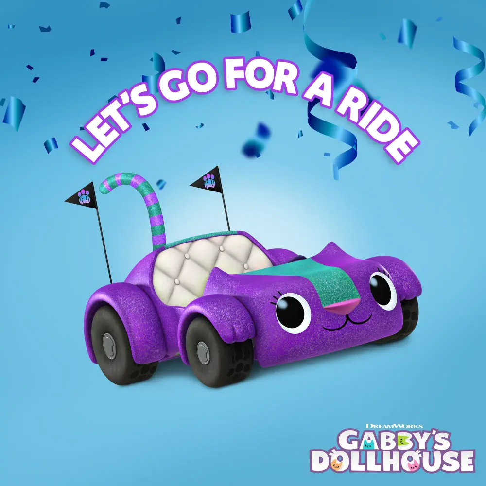 Album cover art for "Let’s Go for a Ride" by Gabby’s Dollhouse