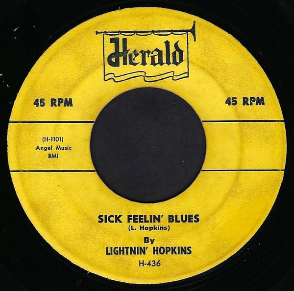 Album cover art for "Sick Feelin’ Blues" by Lightnin’ Hopkins