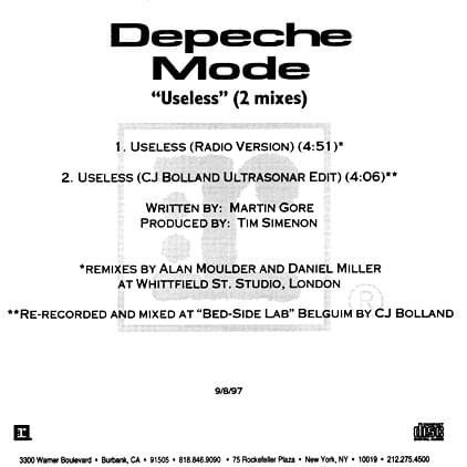 Album cover art for "Useless [Ultrasonar Edit]" by Depeche Mode