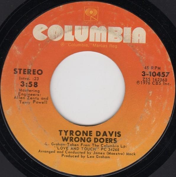 Album cover art for "Wrong Doers" by Tyrone Davis