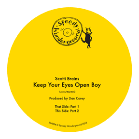 Album cover art for "Keep Your Eyes Open Boy" by Scottibrains