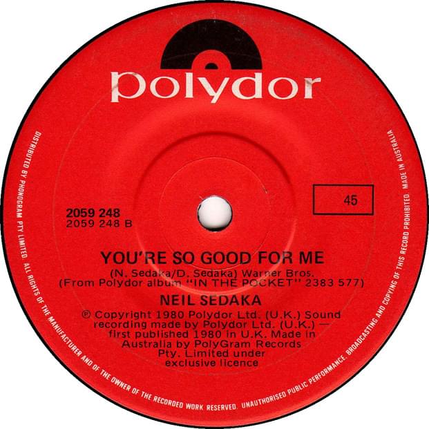 Album cover art for "You’re So Good For Me" by Neil Sedaka