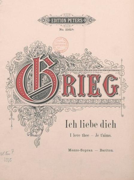 Album cover art for "Ich liebe Dich" by Edvard Grieg