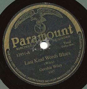 Album cover art for "Last Kind Word Blues" by Geeshie Wiley