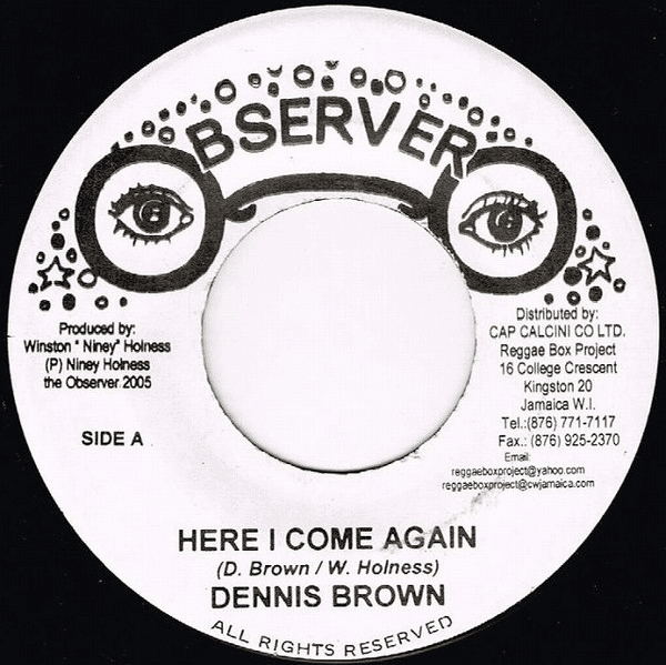 Album cover art for "Here I Come Again" by Dennis Brown