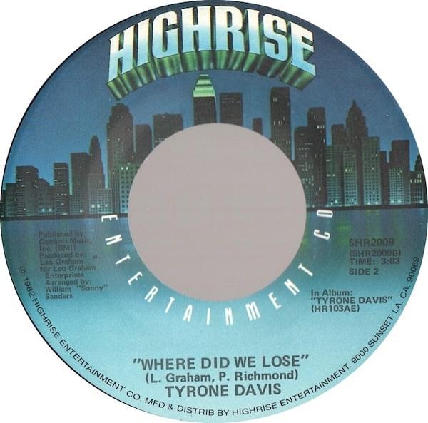Album cover art for "Where Did We Lose" by Tyrone Davis
