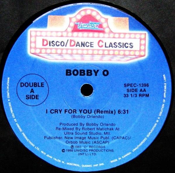 Album cover art for "I Cry For You (Remix)" by Bobby O